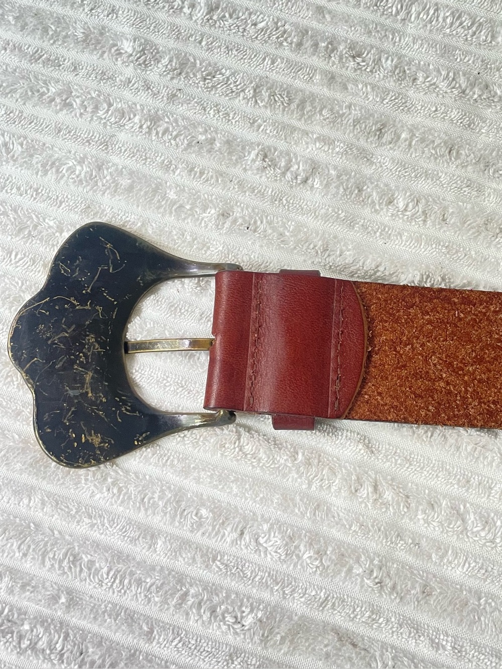 Vintage Landes Floral Enamel Metal Buckle Belt - Picture 5 of 9